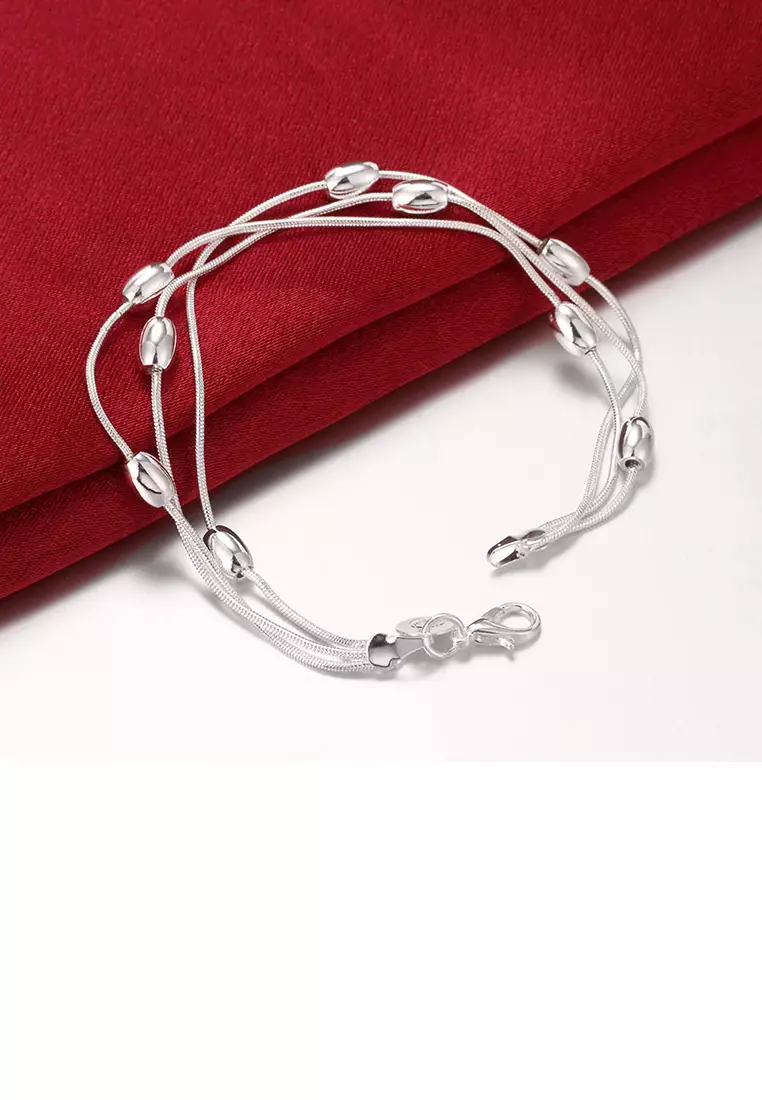 Simple Three-layer Oval Bead Bracelet