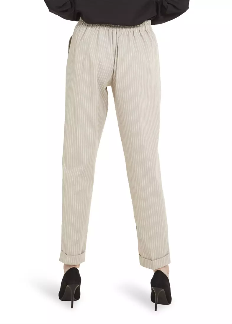 Lolita Long Pants Celana Panjang Bergaris Bawahan Wanita Premium Quality - Cream