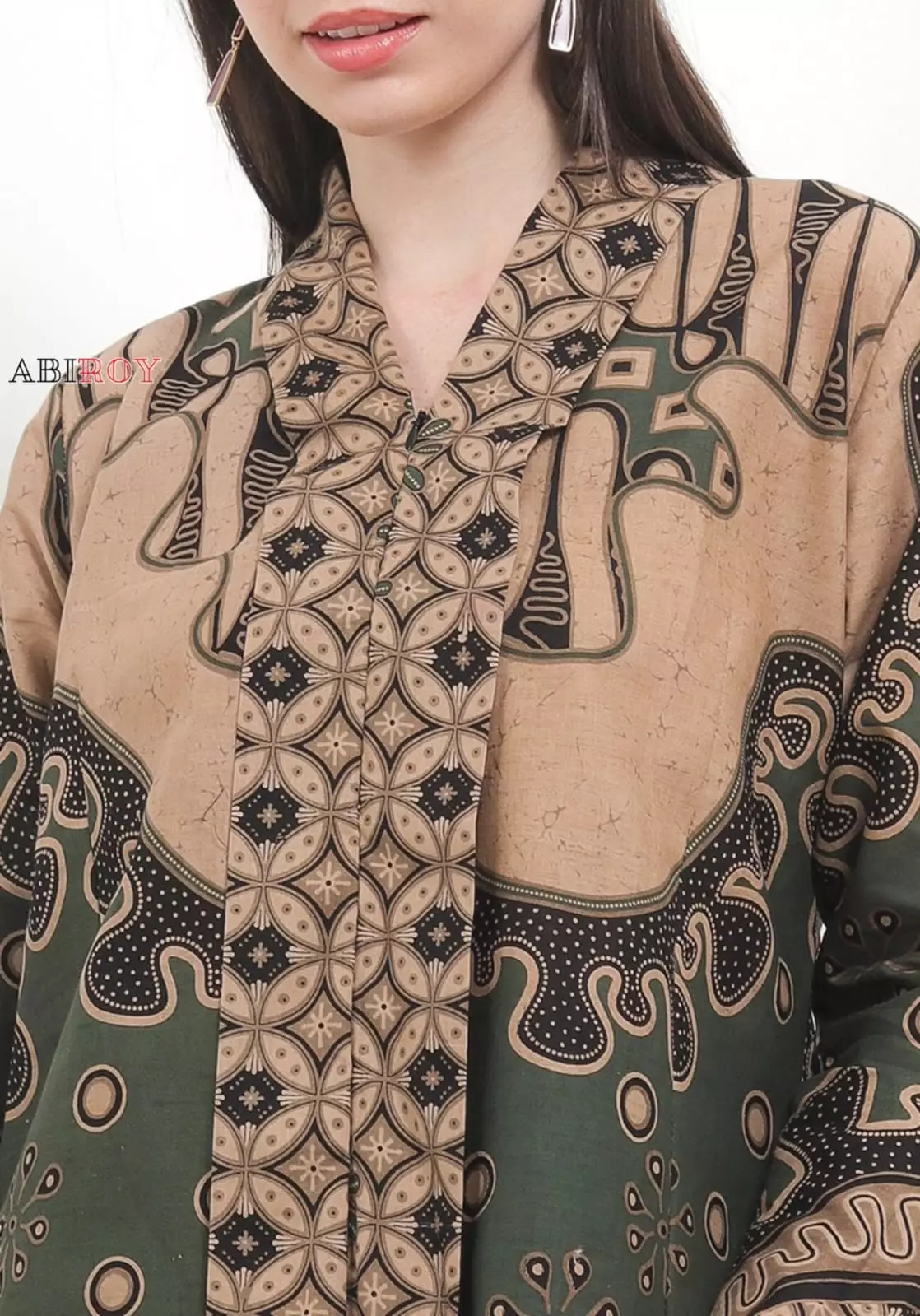 Blouse Batik Ardiwangsa Hijau Premium Slimfit Elegant NLN