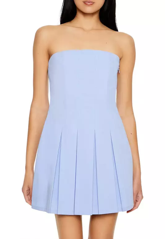 Pleated Strapless Mini Dress