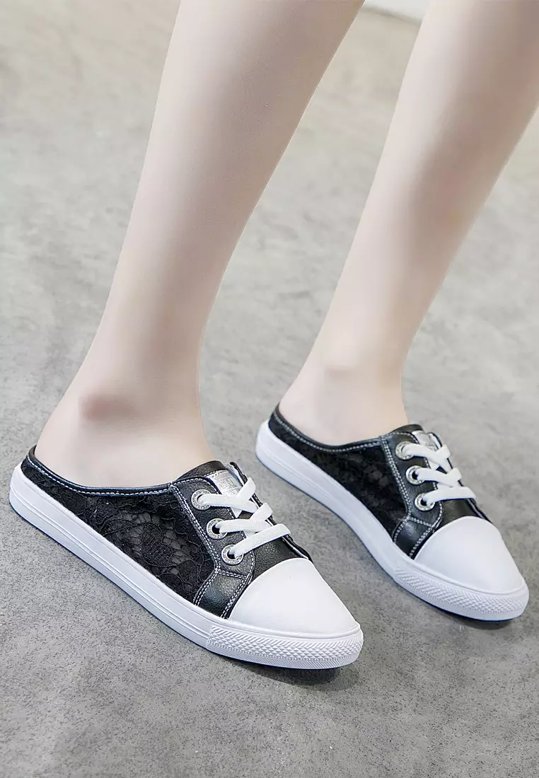Comfortable Lace Stitched Leather Slip-Ons RX9917