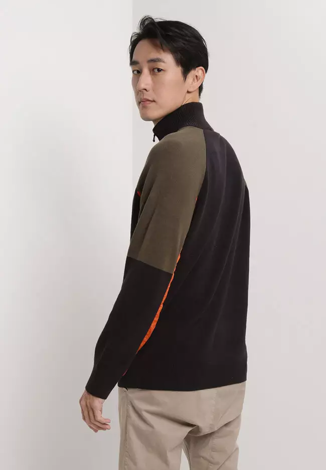 Color-Block Hybrid Half-Zip Jacket
