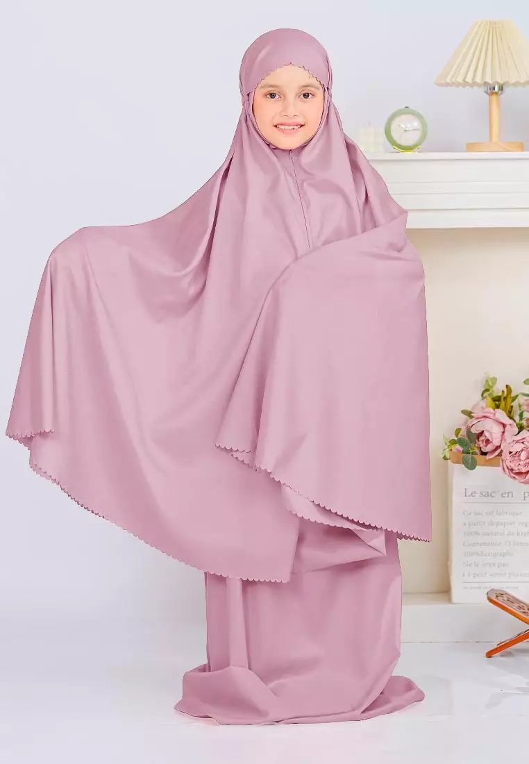 Zelena - Mukena Basic Sabira Lasercut 2in1 Prayer Set - Anak