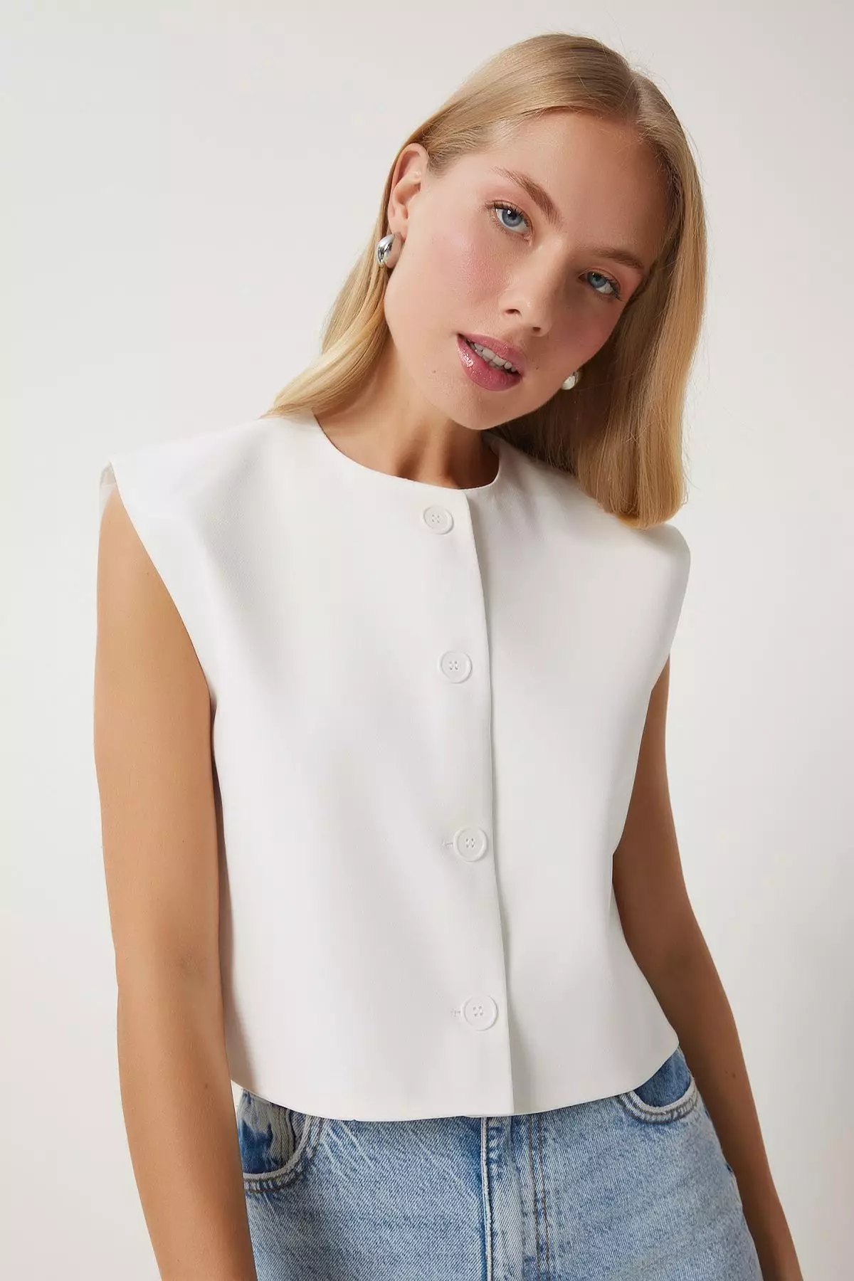 Buttoned Sleeveless Vest