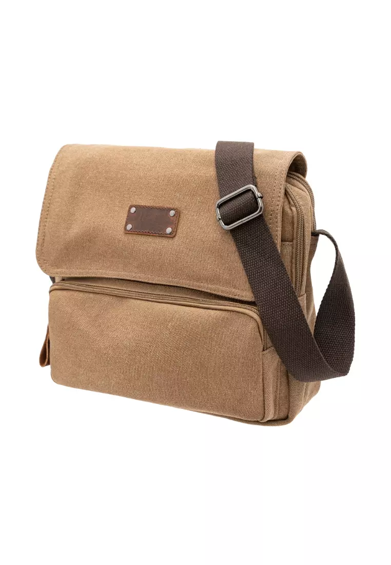 Jack Studio Men's Canvas Leather Casual Small Messenger Shoulder Bag BAD 21003