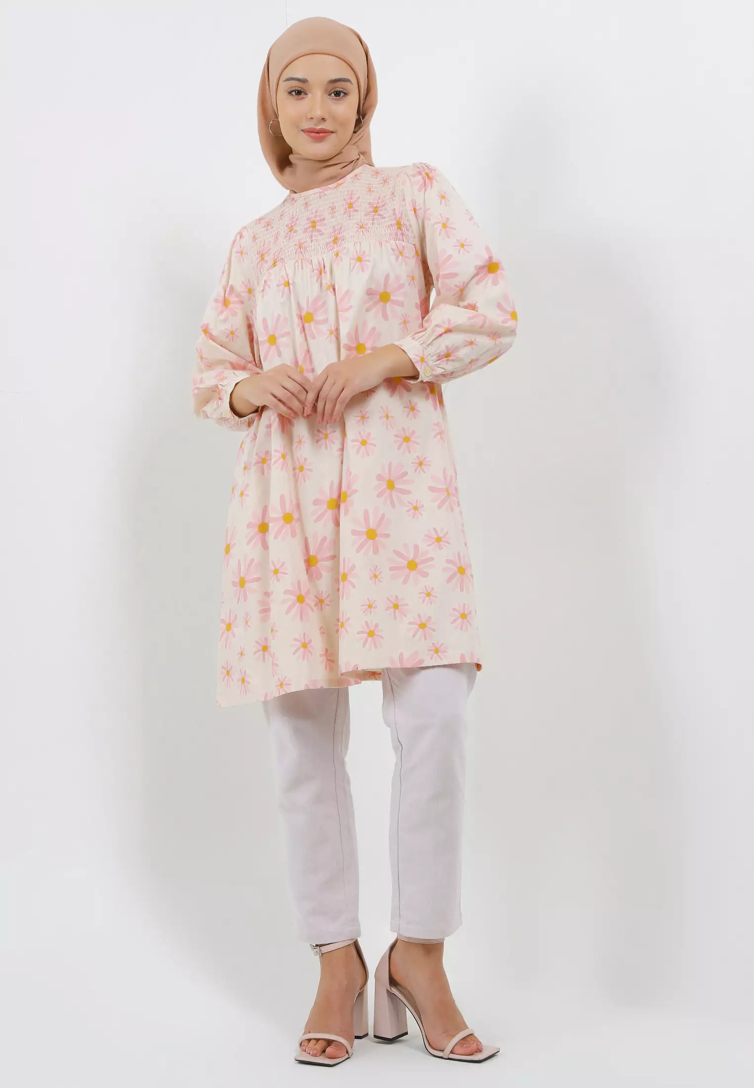 MFMW Nesya Tunik Pink Motif Bunga