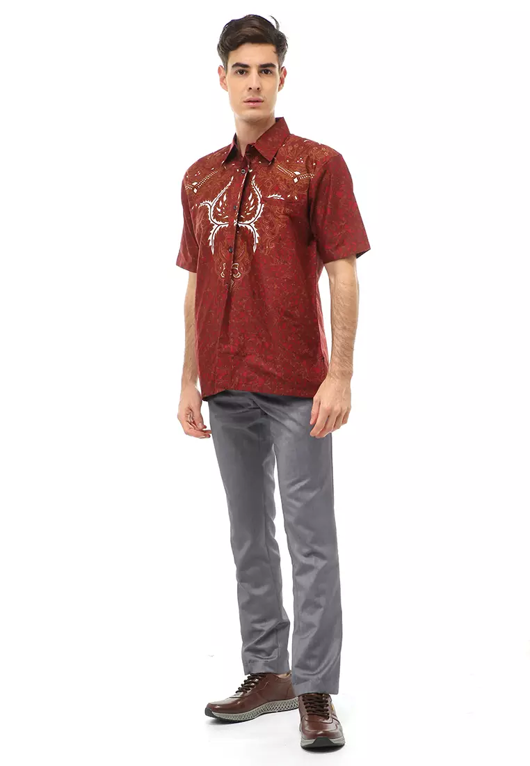 Kendrick Atasan Formal Kemeja Batik Pria Rakha Short Sleeve Full Furing Material Cotton ORIGINAL