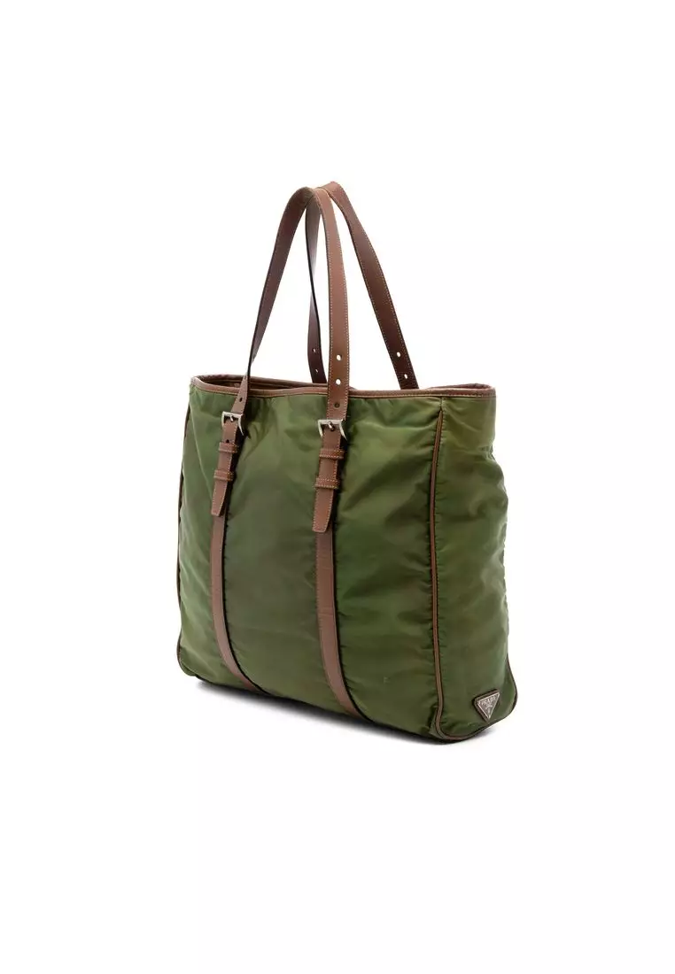 Pre-Loved Prada Leather Trimmed Tessuto Tote