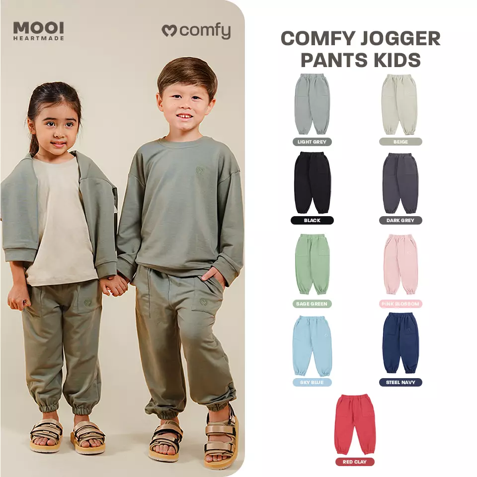 Mooi Celana Jogger Anak Comfy Jogger Pants Kids - Red Clay