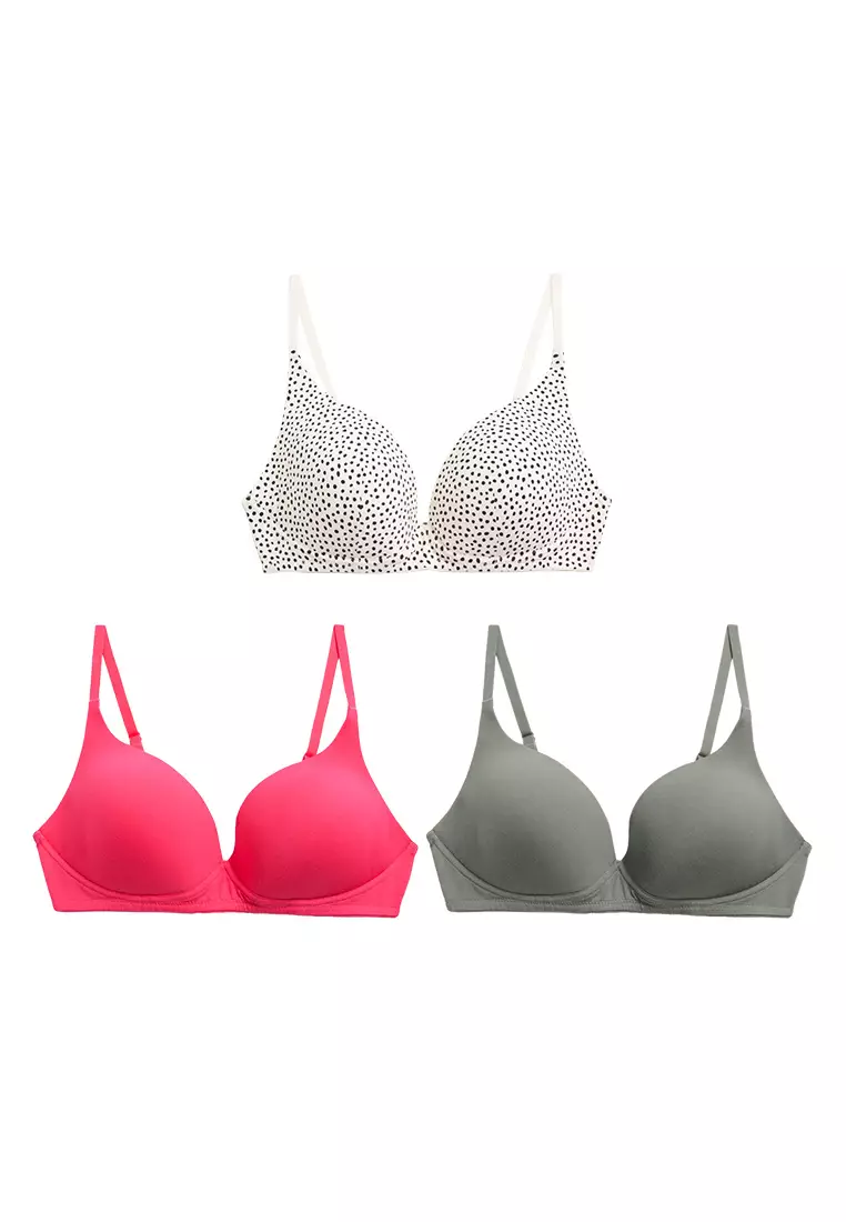 MARKS & SPENCER M&S 3pk Cotton Rich Non Wired T-Shirt Bras A-E