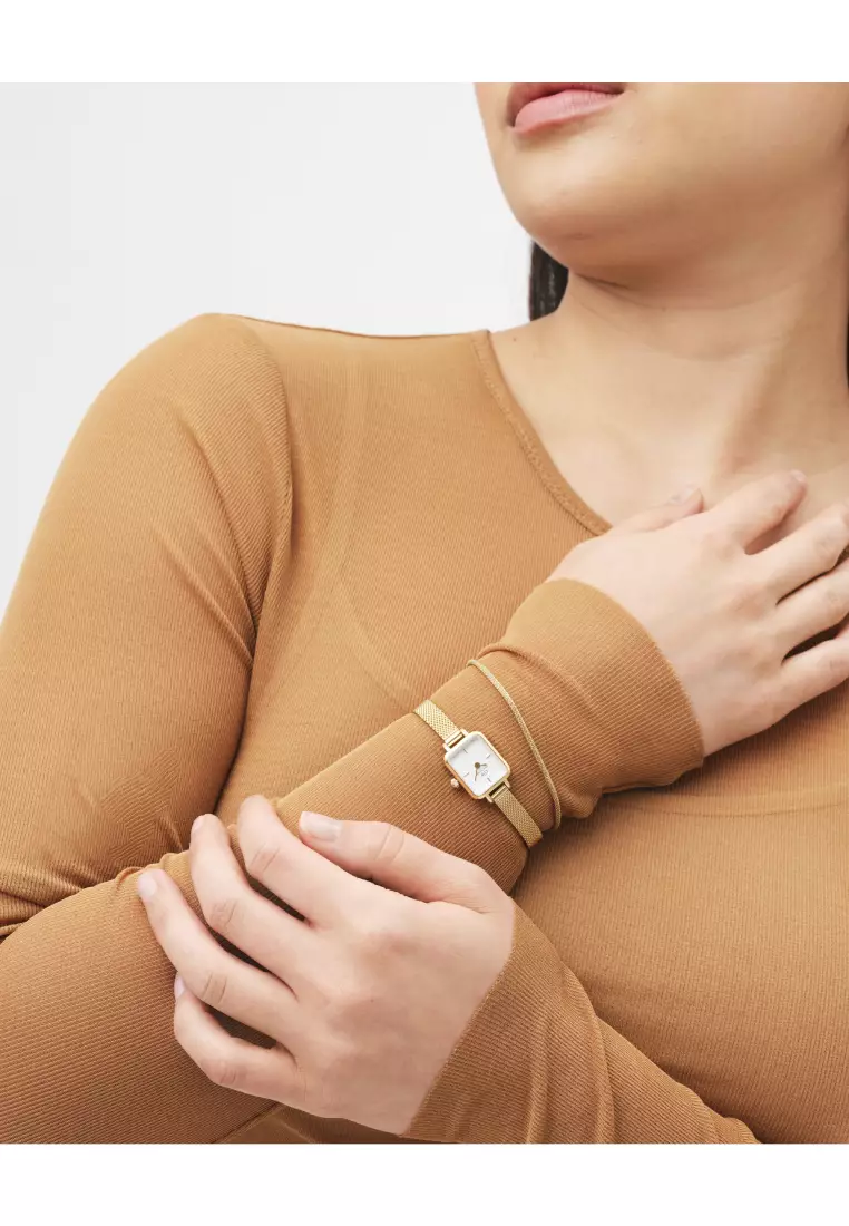 Quadro Mini Evergold Gold - Fashion Watch for women - Stainless Steel Strap Watch - Female Watch - DW Official - Authentic