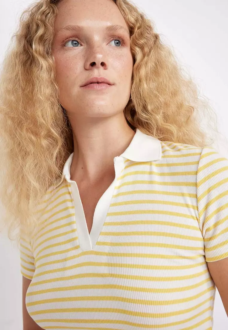 Polo Neck Ribbed Camisole T-Shirt