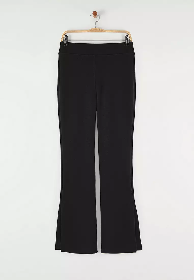 Wide Leg Elastic Knitted Trousers