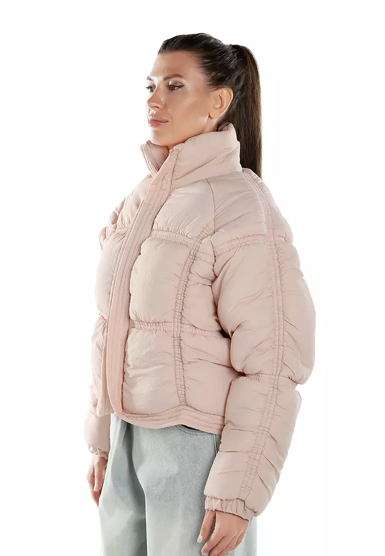 Jaket Puffer Tebal Warna Pink