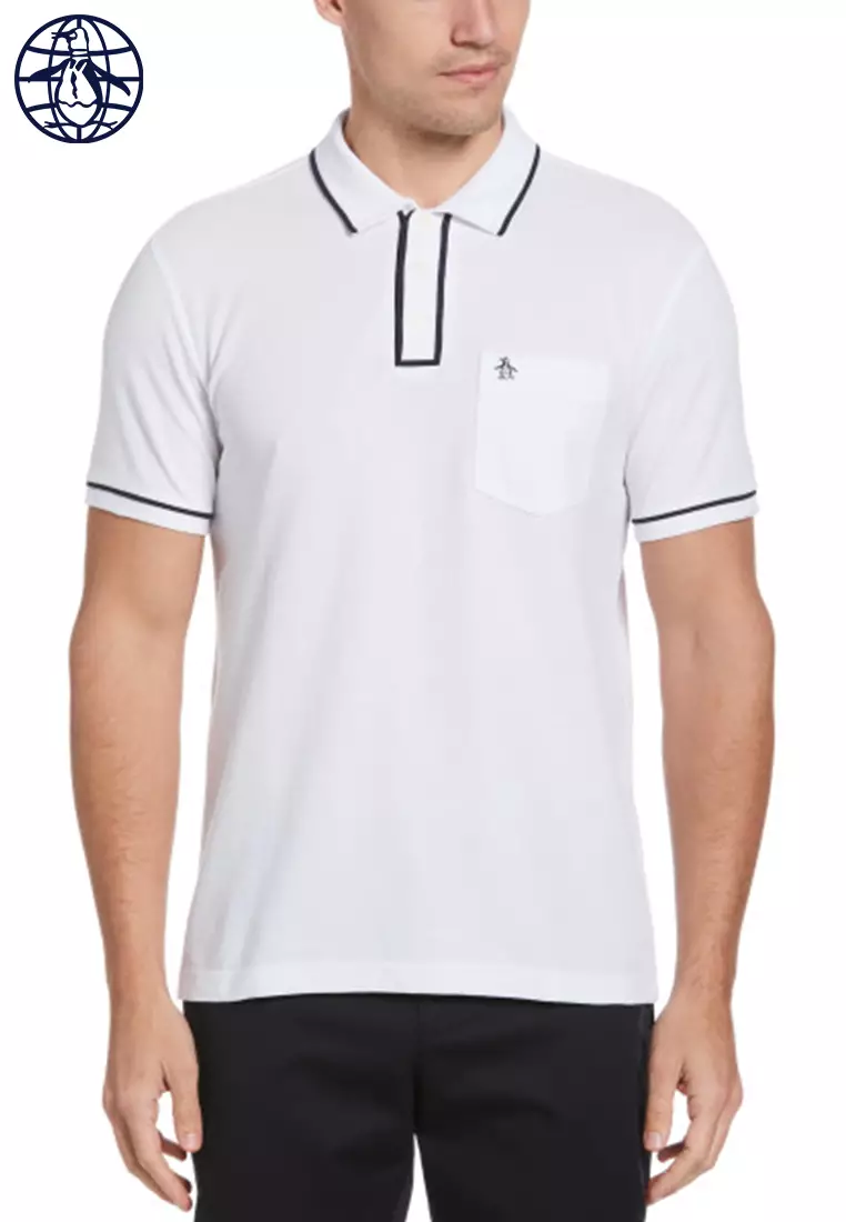 Organic Cotton Earl Pique Short Sleeve Polo Shirt Bright White