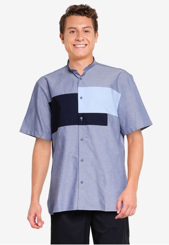 G2000 navy Smart Fit Oxford Color Blocking Shirt 1CFD2AAF9F4A32GS_1