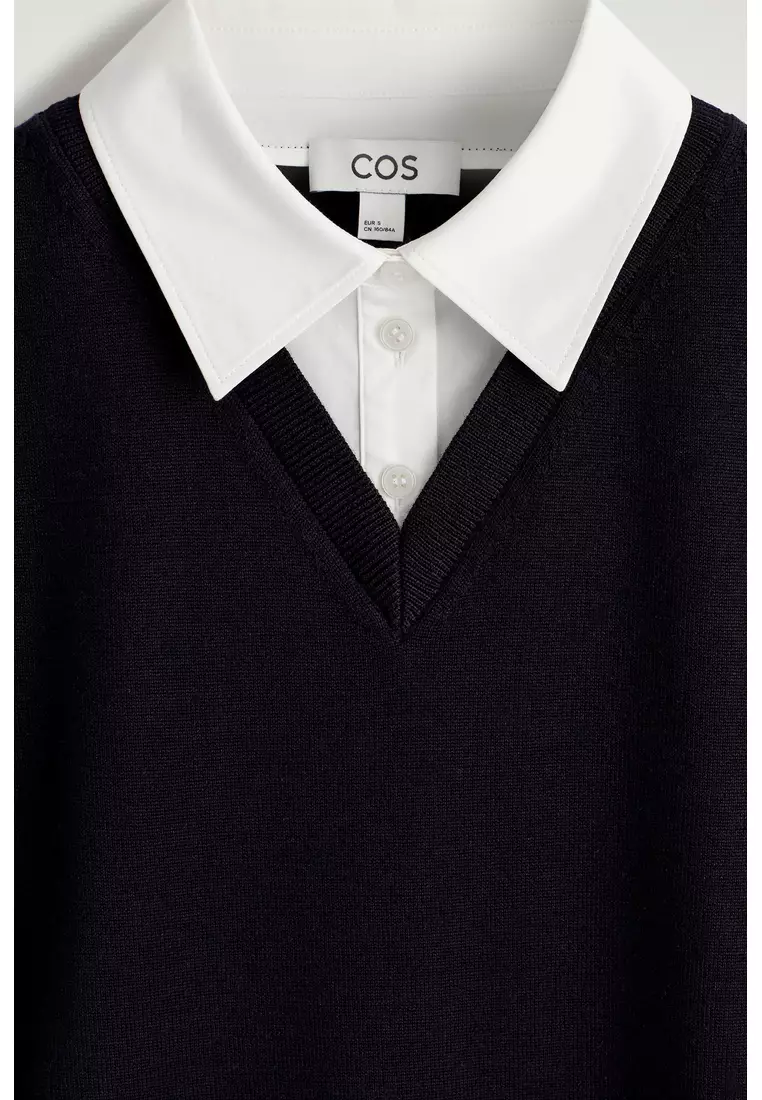 LAYERED MERINO WOOL SHIRT VEST