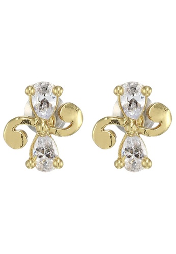 estele gold Estele 24 Kt Gold Plated American Diamond Dancing Pear Stud Earrings EF638AC31F255DGS_1