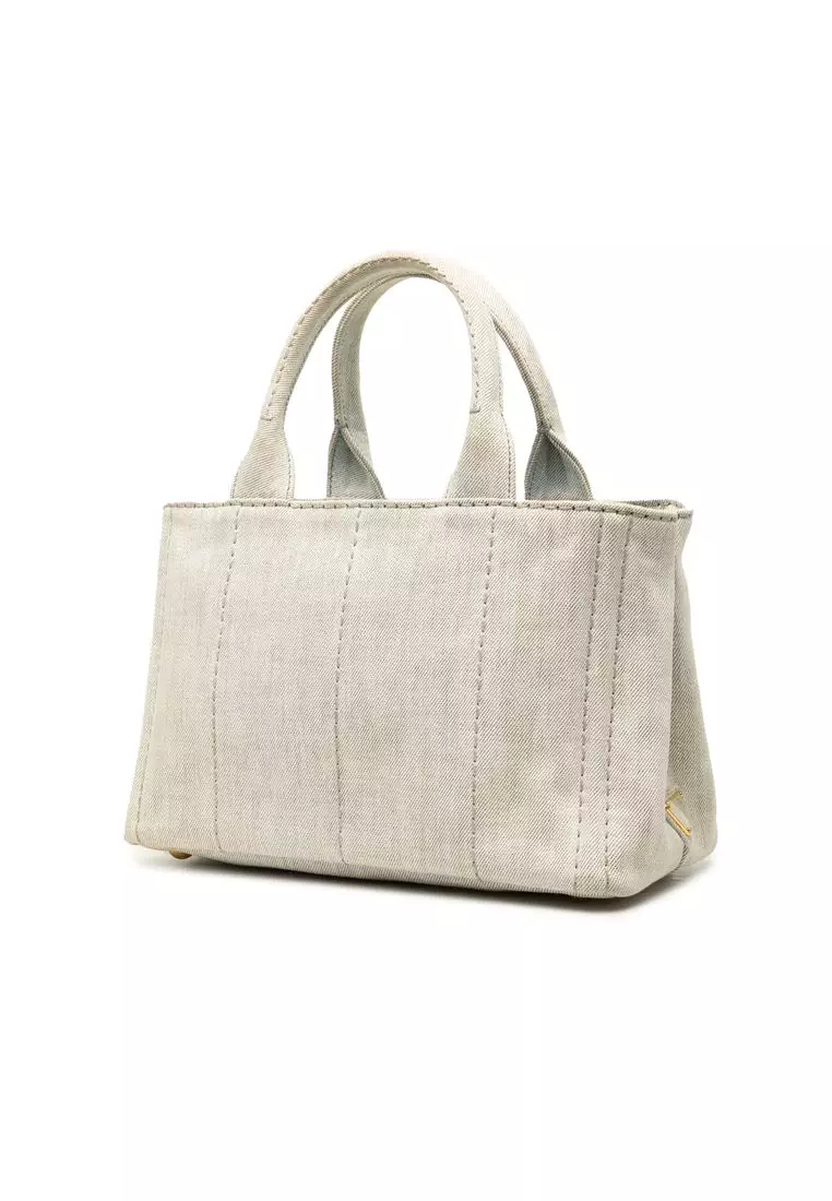 Pre-Loved Prada Small Denim Canapa Logo Tote
