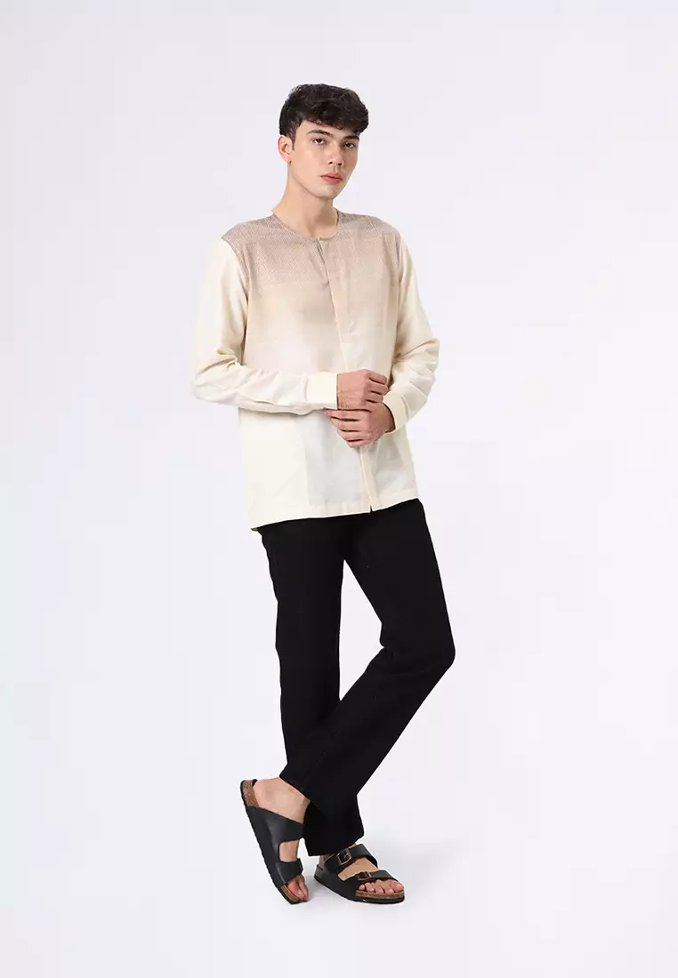 Kemeja Koko Pria Lengan Panjang Baju Muslim Pria SINNA BEIGE