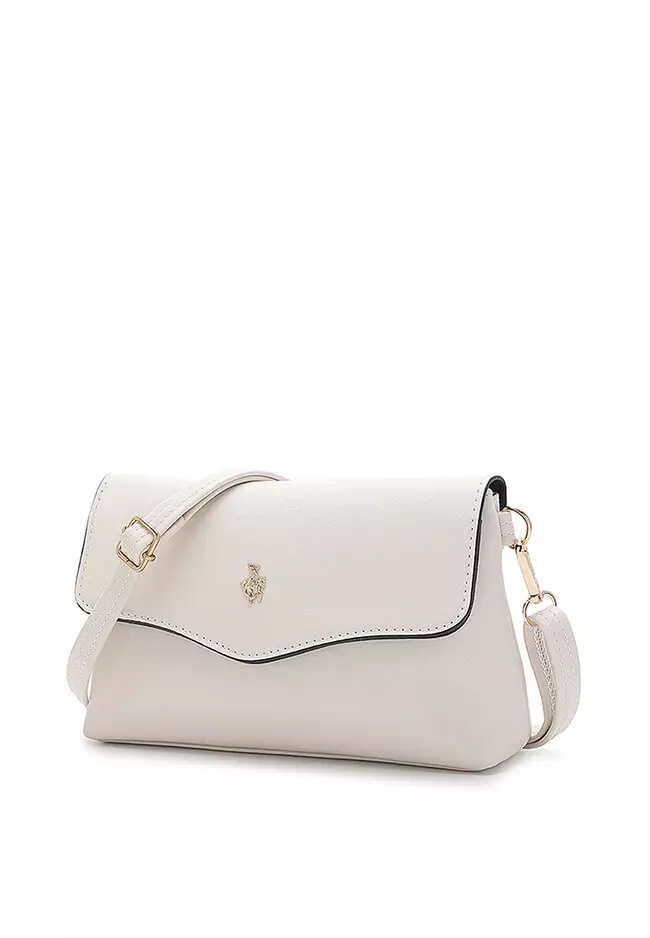 Jual Swiss Polo Faux Leather Sling Bag Crossbody Bag Beige