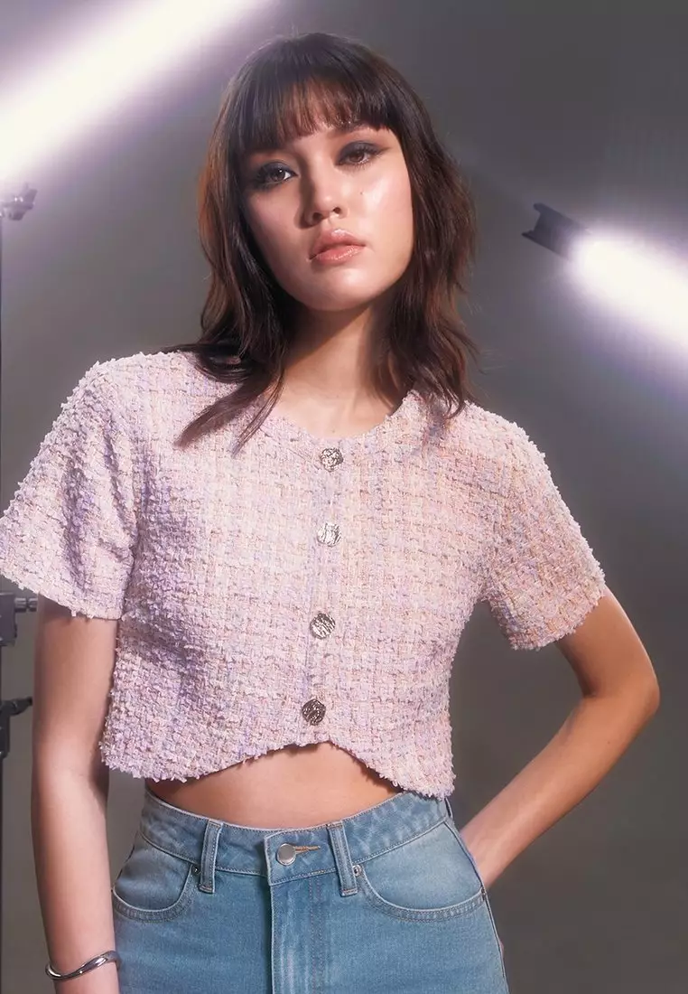 Tweed Crop Top - Lilac