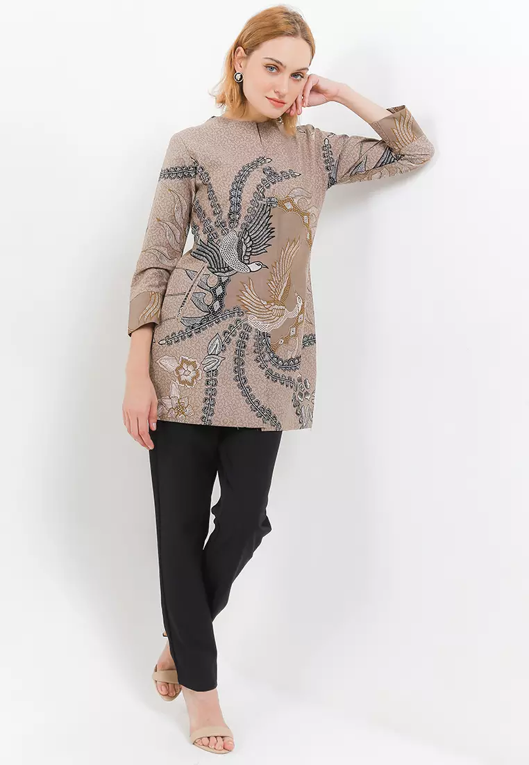 BATIK TALENTA EXCLUSIVE batik wanita blous KAKATUA CREAM KHAKI