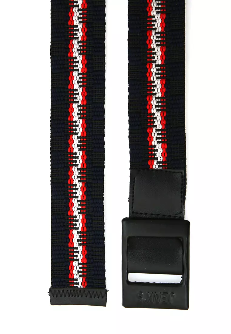Bailey Ikat Pinggang Anak Pria Line Motive Casual Belt Material Cotton ORIGINAL - Black