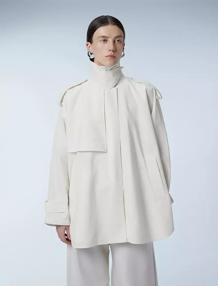 宽松长袖短款风衣
