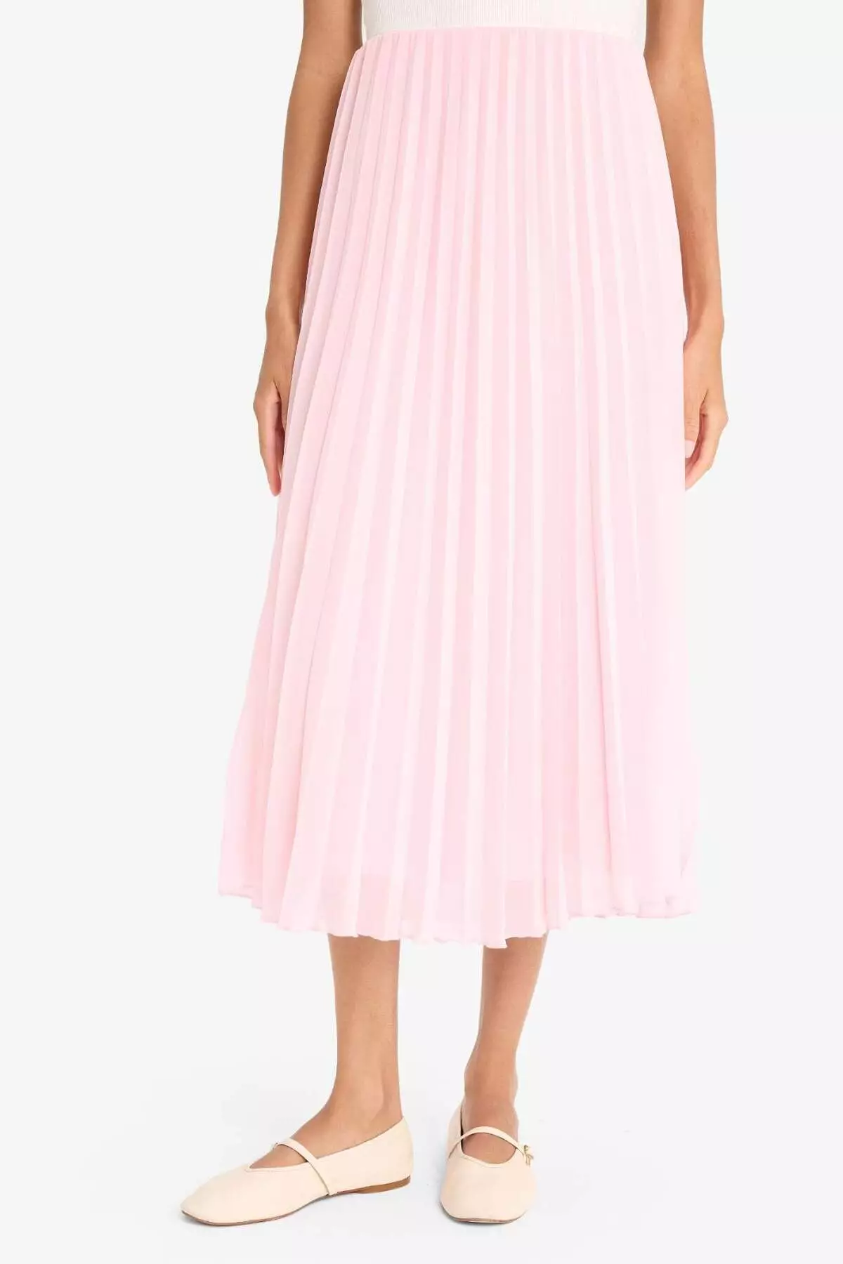 A-Line Regular Waist Pleated Chiffon Midi Skirt F1524Ax25Sp