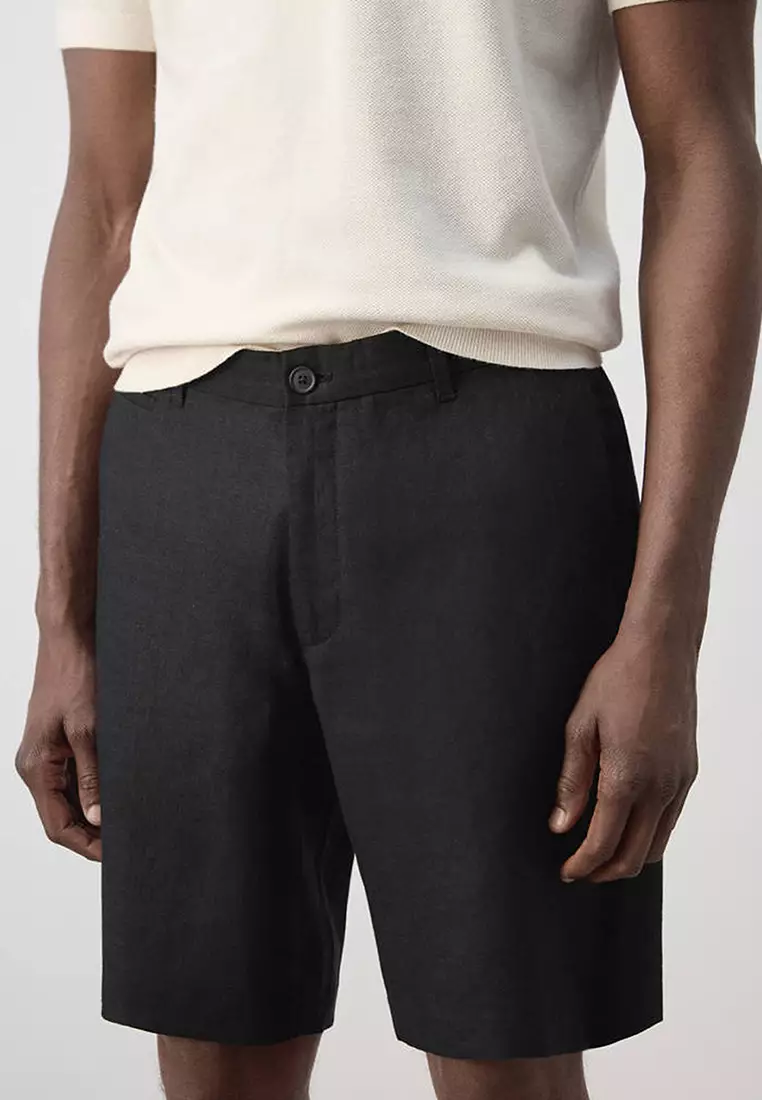 Slim-Fit 100% Linen Bermuda Shorts