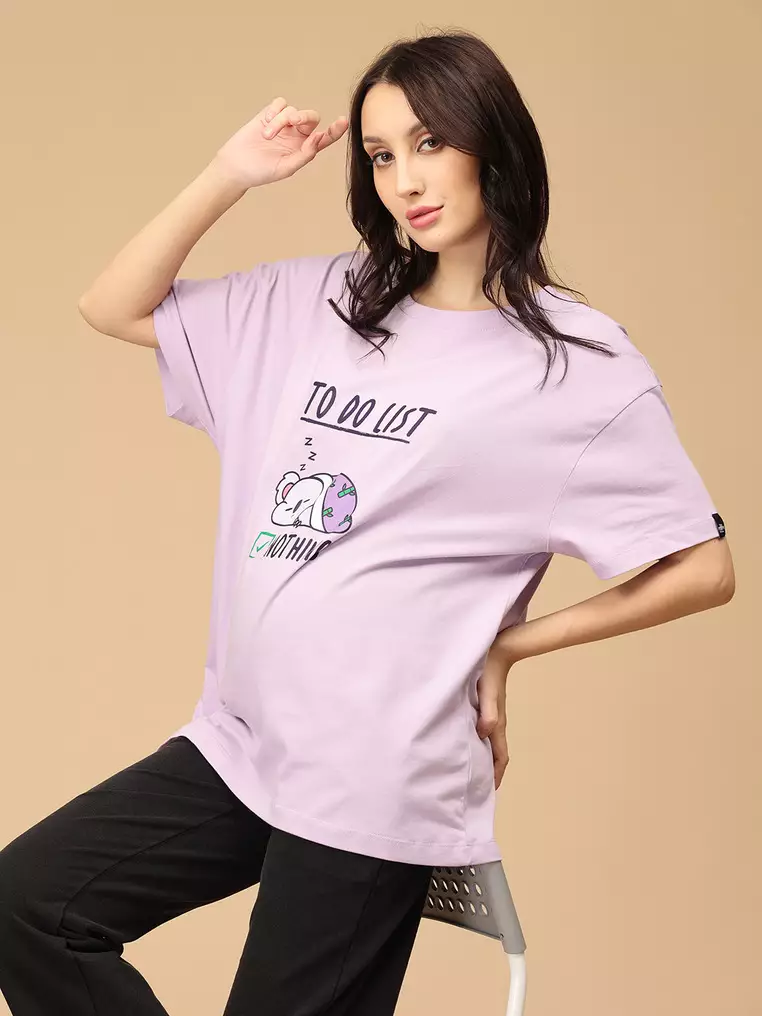 To Do List Oversized Maternity T-Shirt - Lavender
