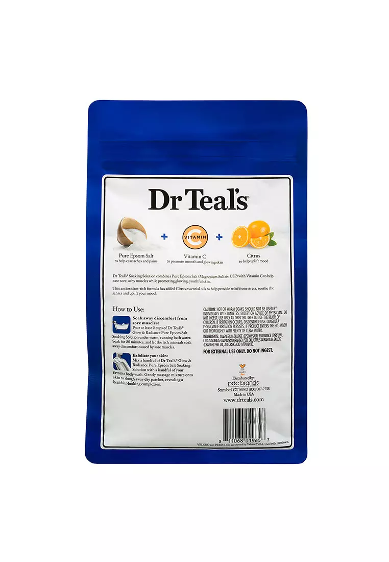 Dr Teal's Glow and Radiance Epsom Salt Soak with Vitamin C Detox Bath