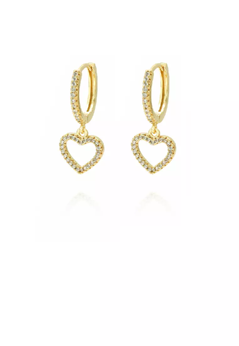 Gold plated heart earrings sale