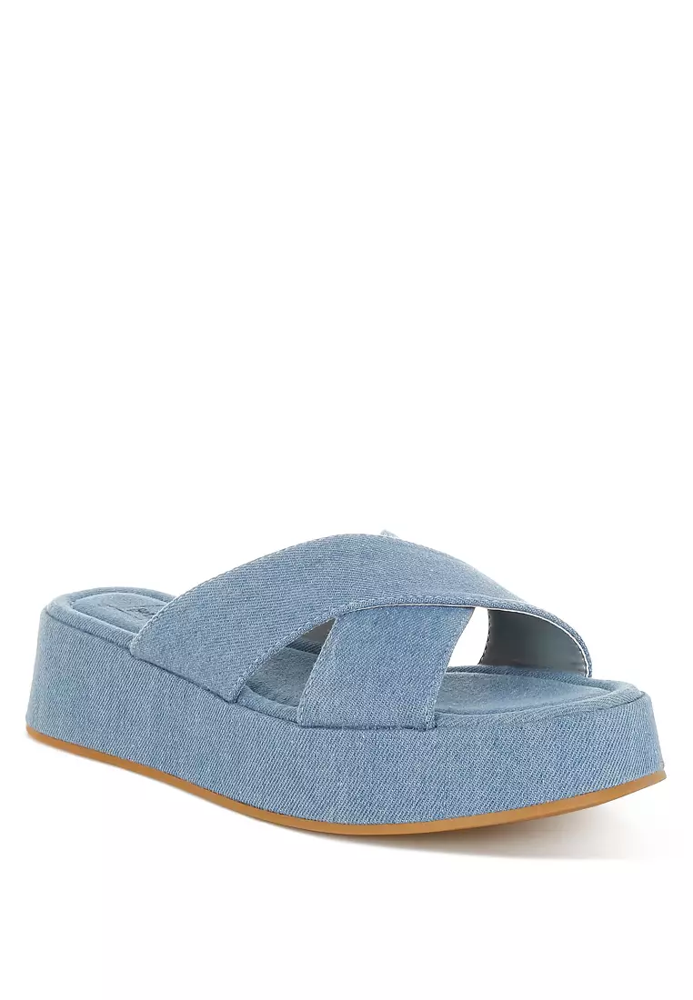 Denim Flatform Slip Ons