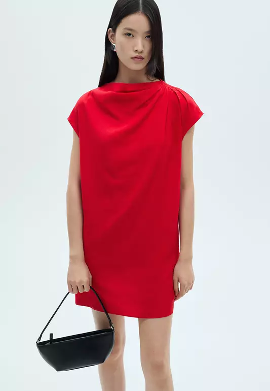 Drape Collar Mini Dress
