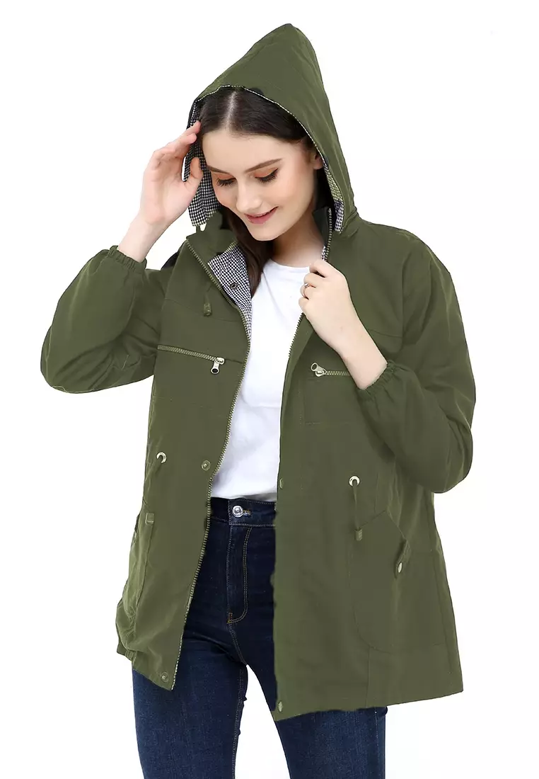 Hardwin Jacket Outer Wanita Adventure Casual Longsleeve Material Baby Canvas ORIGINAL - Green