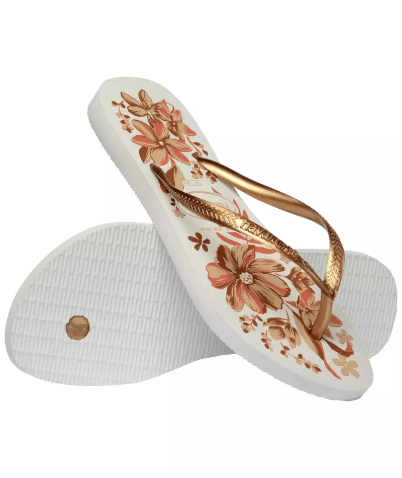 [ONLINE EXCLUSIVE] Havaianas Slim Organic White/Golden - Sandal Wanita