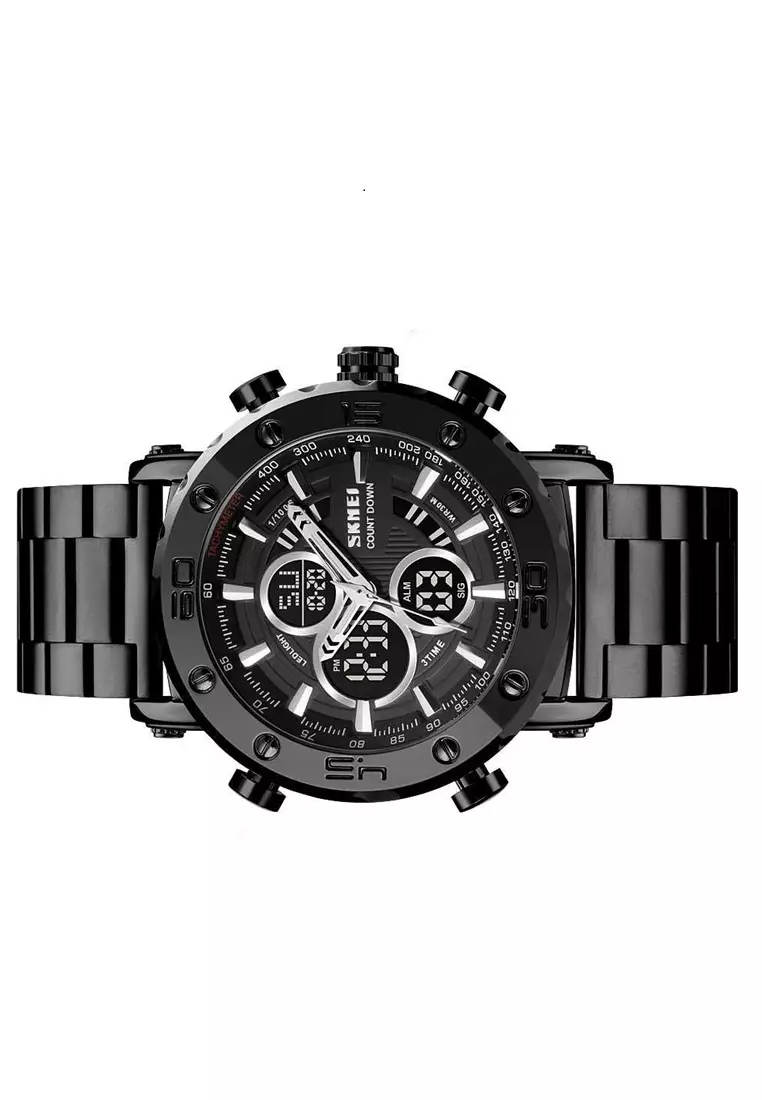 Jam Tangan Digital Analog Pria Design Casual Many Function Waterproof Strap Tali Material Stainless Steel DA66 ORIGINAL