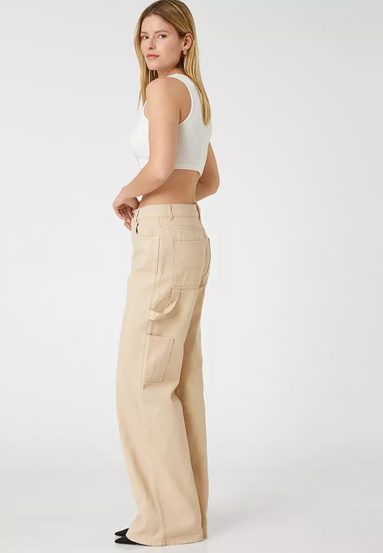 High Waist Wide Cargo Denim Pants