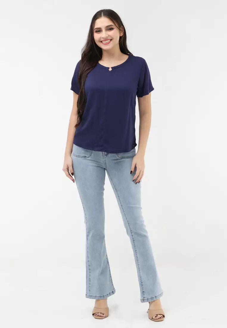 Single Twill Woven Short Sleeves Blouse