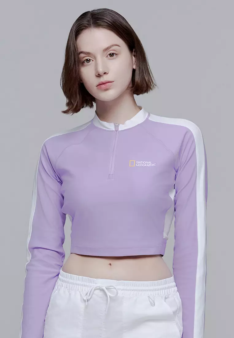 Women’s Color Block Cropped Half Zip Up Rashguard