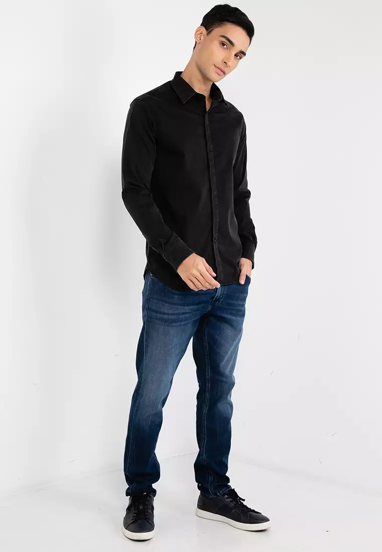 Replay black denim shirt shop