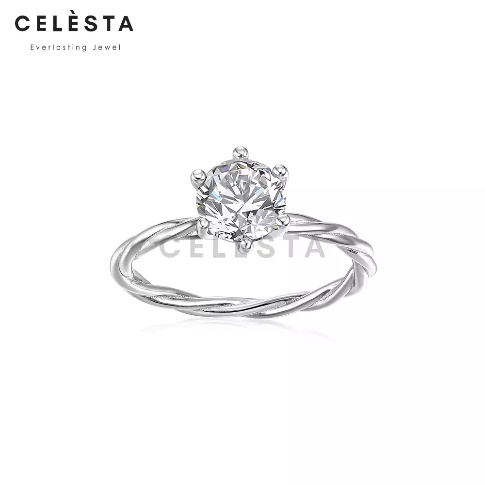 Berlian Moissanite Raine Ring [GRA CERTIFICATE MOISSANITE DIAMOND] - Cincin 1.2CT  Moissanite Diamond 925 Silver Celesta by Her Jewellery