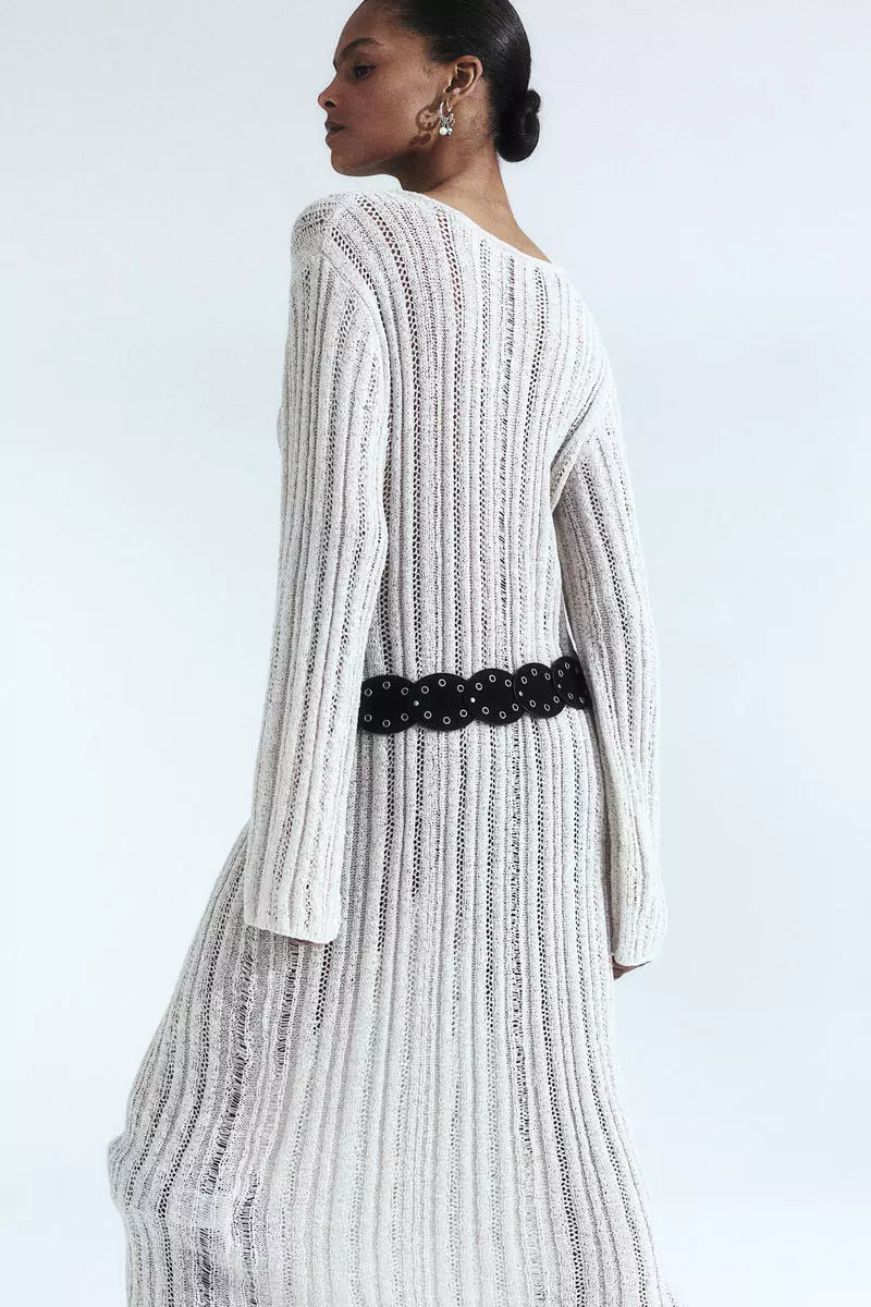 Ladder-stitch-look knitted dress