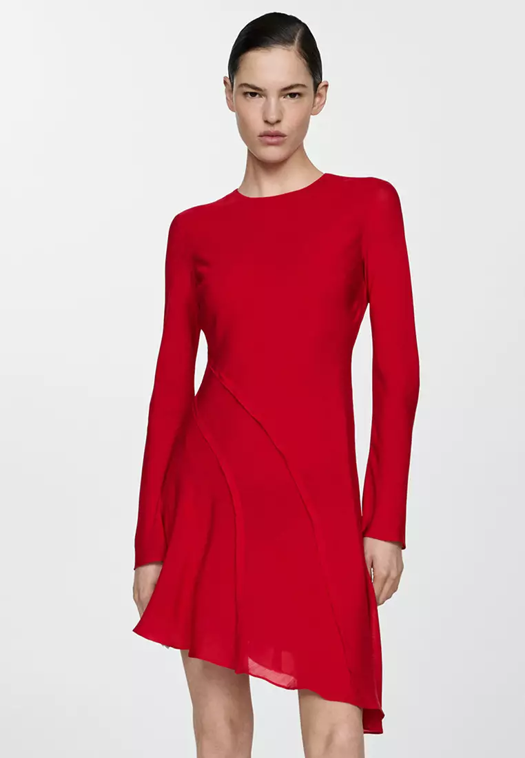 Buy Mango Asymmetric Dress With Seam Detail 2024 Online | ZALORA ...