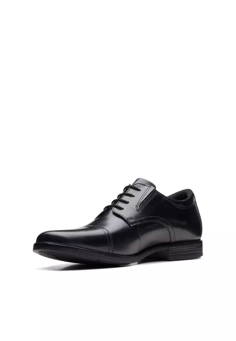Clarks Howard Cap Black Leather Mens Shoes with Waterproof and Medal Rated Tannery Technology