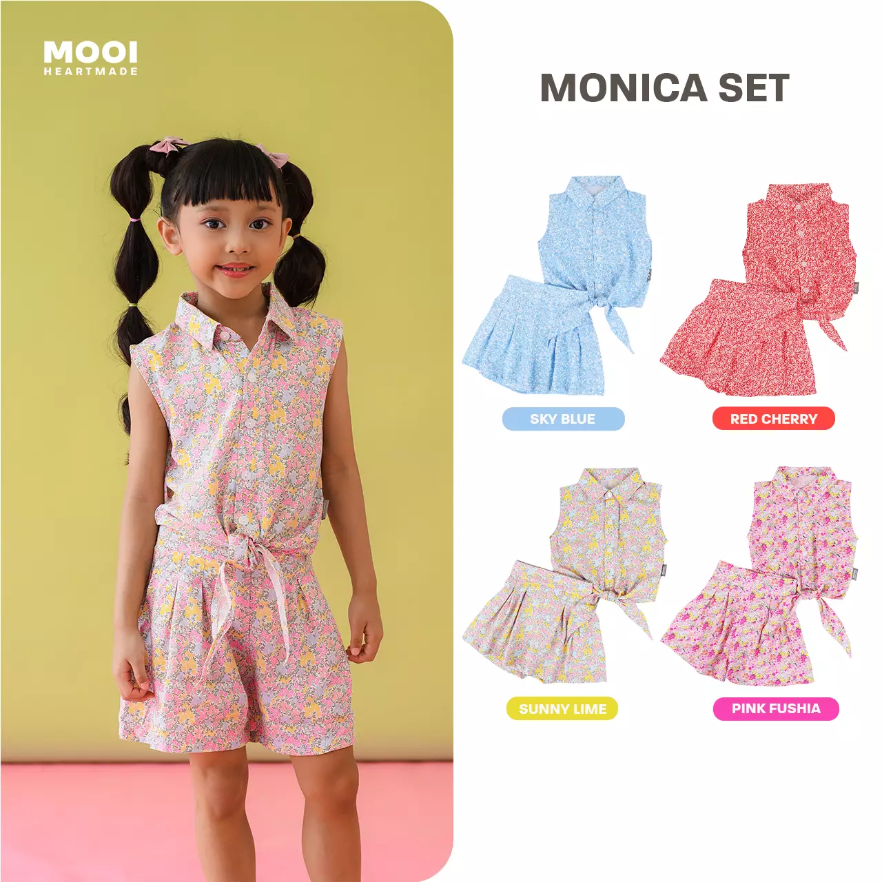 Mooi Setelan Anak Perempuan Monica Set - Pink Fushia