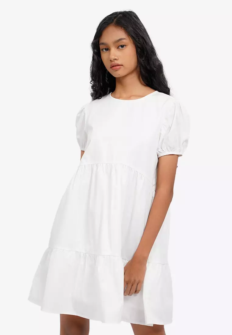 Puff Sleeve Tiered Mini Dress