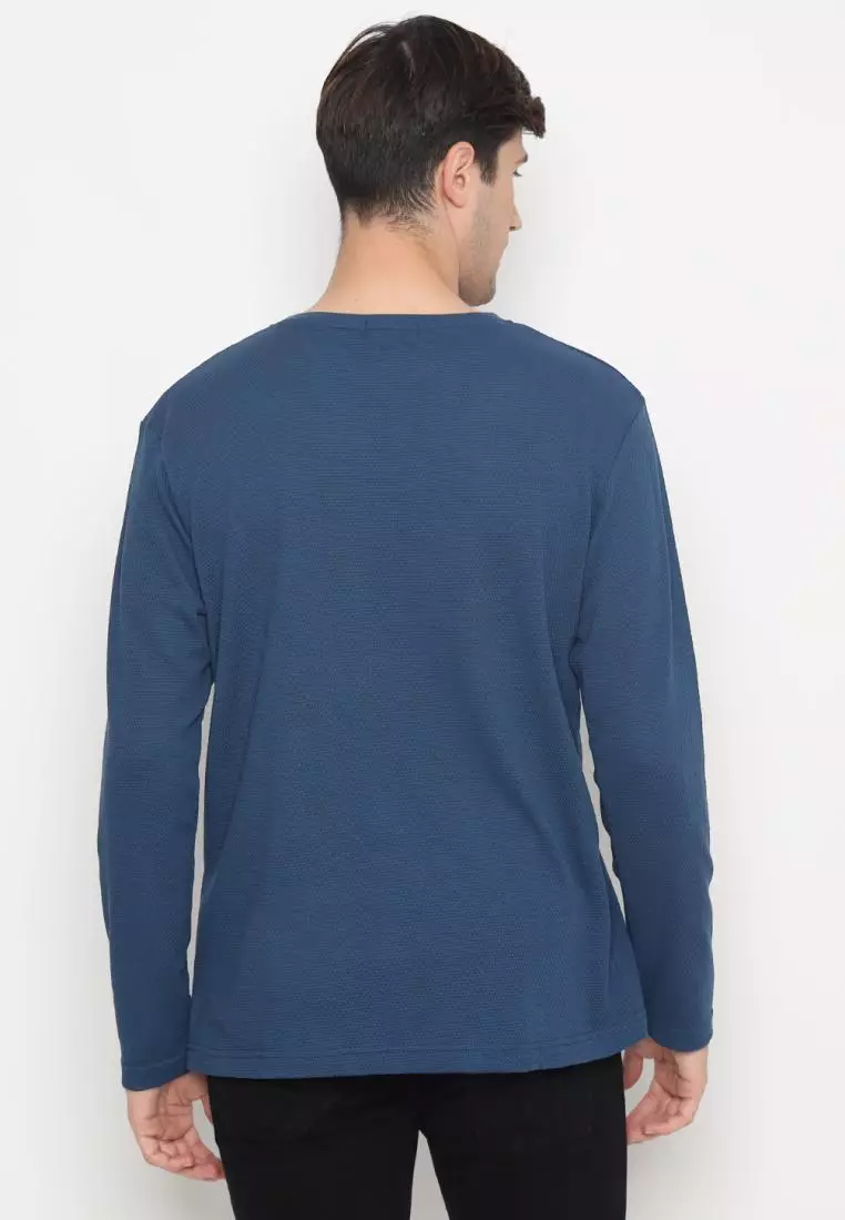 MATSUDA Kaos Lengan Panjang 20S Texture Popcorn Katun Nagato